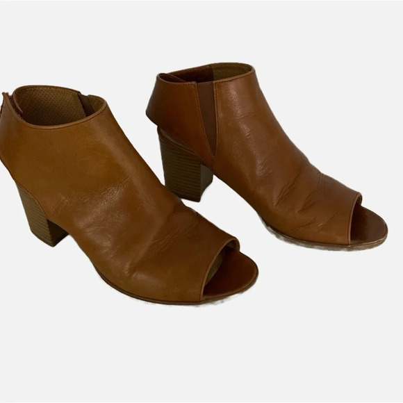 Gabor Leather Block Heel Sandals Size 8 (5.5) Brown Peep Toe Boho - Picture 3 of 14